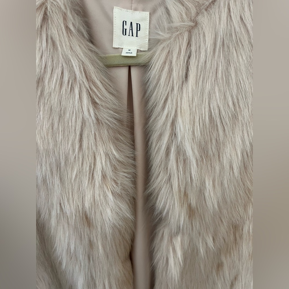 GAP Blush Faux Fur Open Vest
